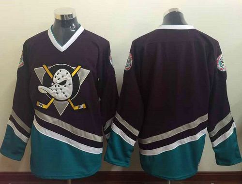 Ducks Blank Purple/Turquoise CCM Throwback Stitched NHL Jersey - Click Image to Close